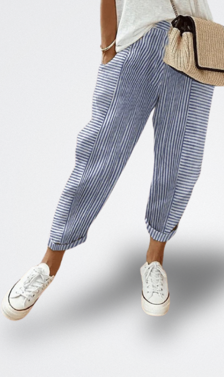Lore | Pantalones Ligeros de Lino a Rayas