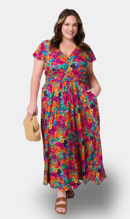 Anais Vestido Largo Floral en Rosa