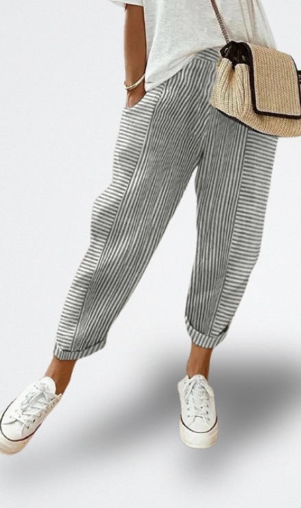 Lore | Pantalones Ligeros de Lino a Rayas