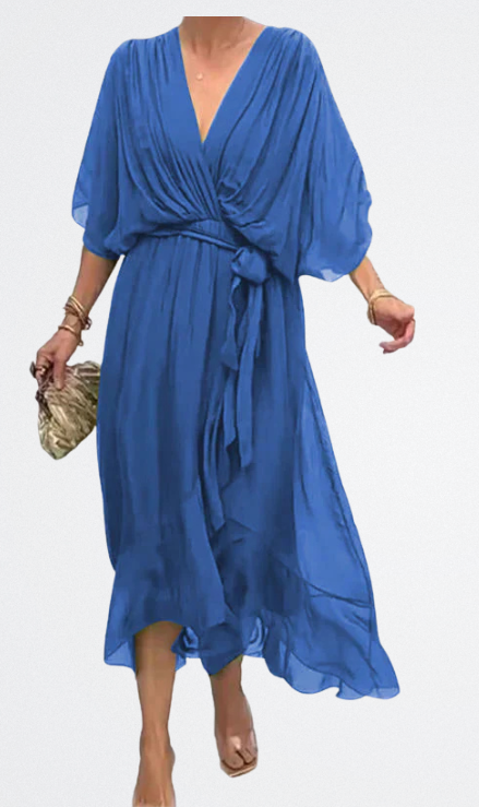 Monica - Vestido de gasa de seda con escote en V
