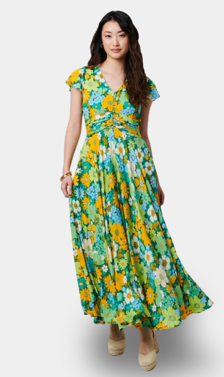 Anais Vestido Largo Floral en Rosa