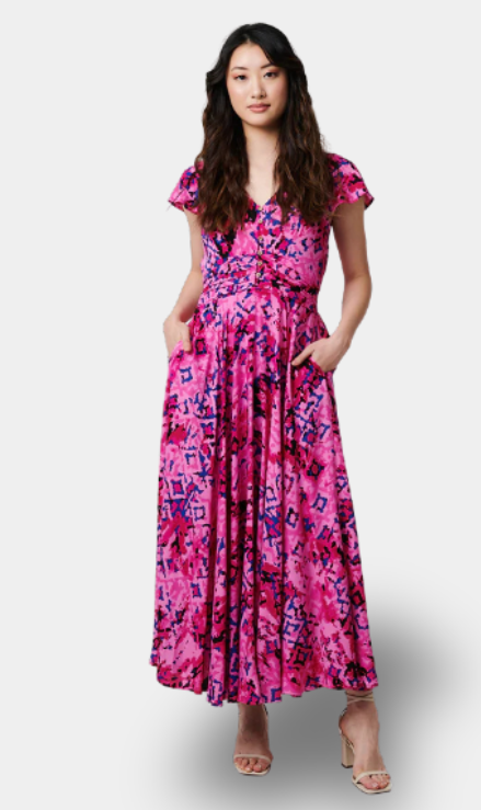 Anais Vestido Largo Floral en Rosa