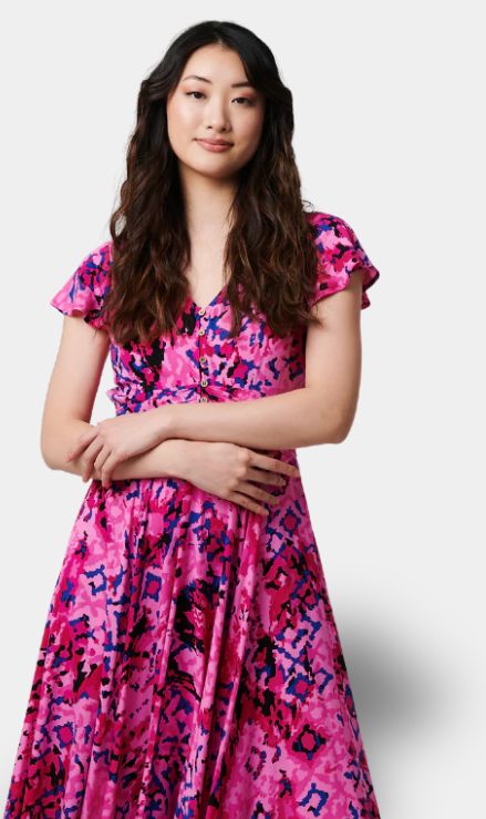 Anais Vestido Largo Floral en Rosa