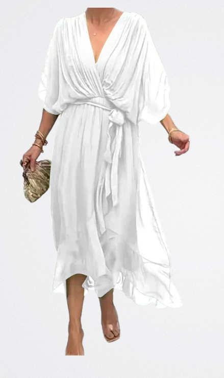 Monica - Vestido de gasa de seda con escote en V