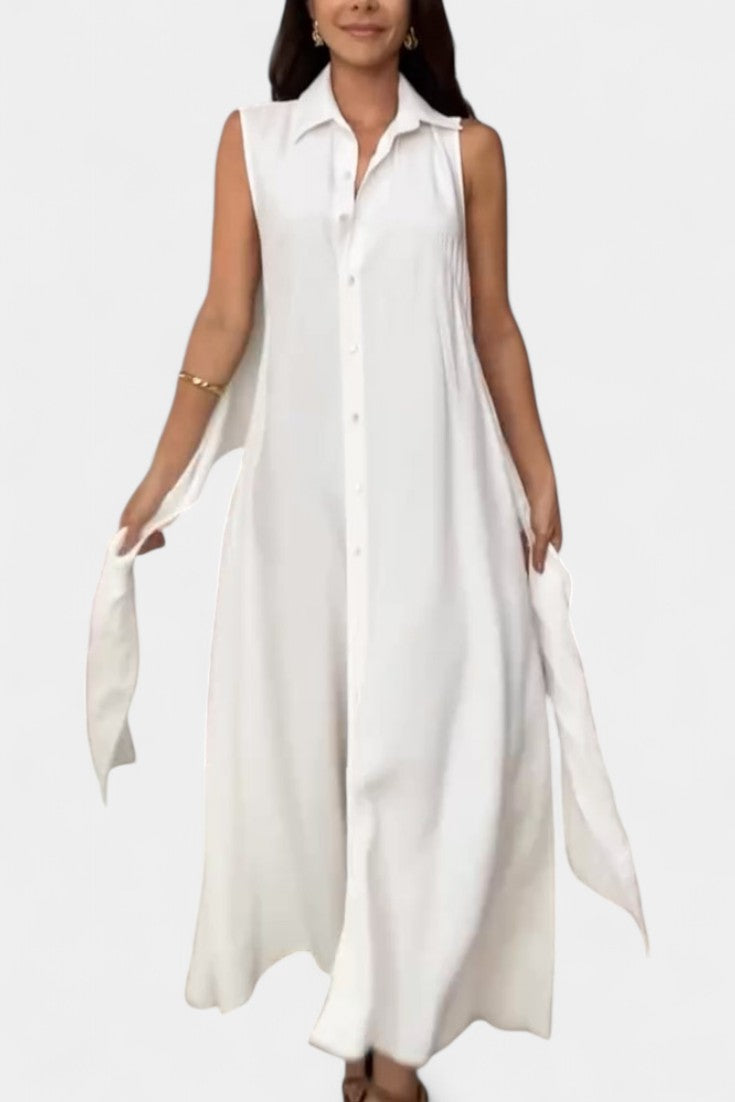 Meryl Vestido Midi de Estilo Camisa con Botones