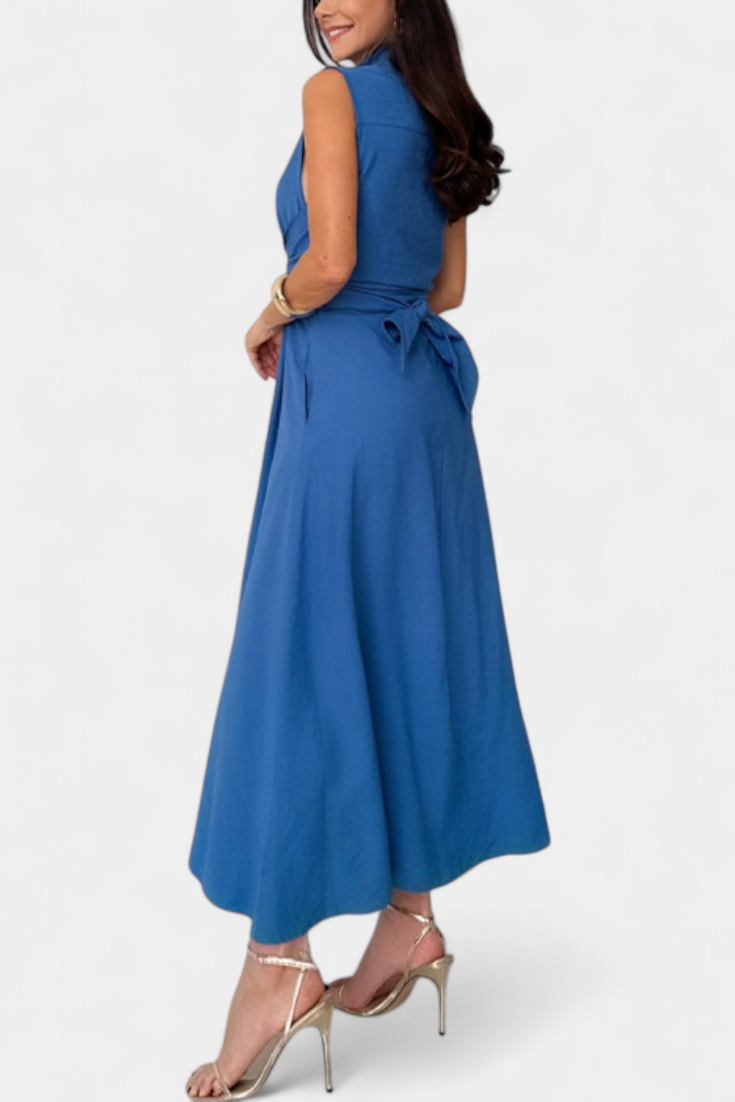 Meryl Vestido Midi de Estilo Camisa con Botones