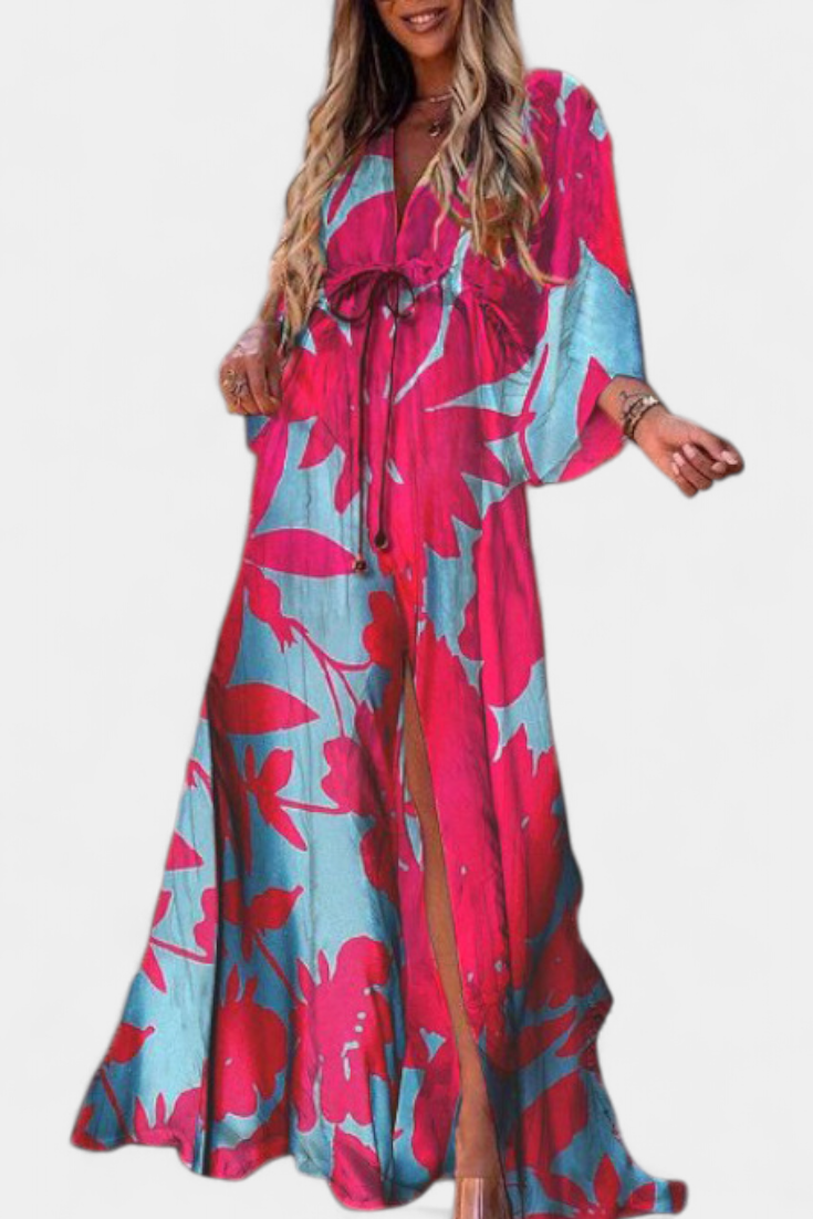 Joelle Vestido Suave Arcoíris con Manga Murciélago