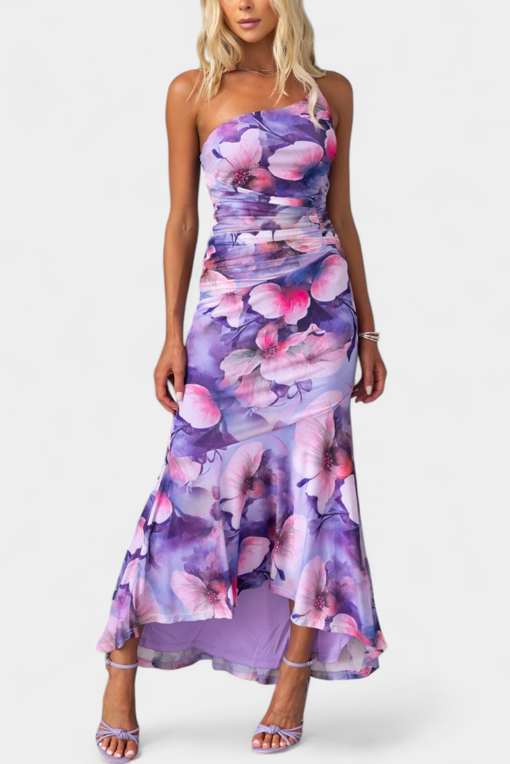 Abigail Vestido Floral de Una Sola Manga