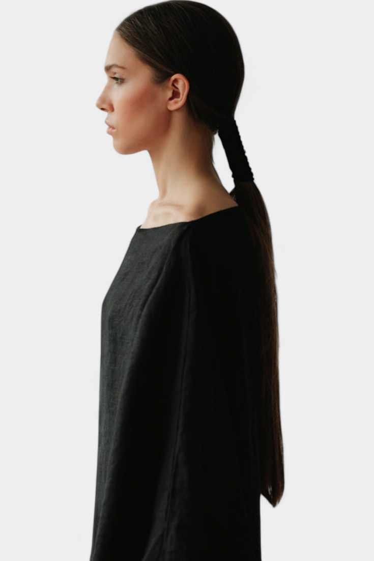 Kamilia Vestido Kimono de Lino Carmesí