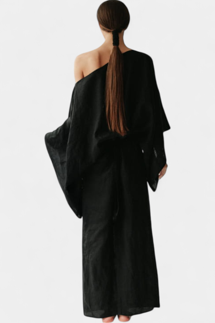 Kamilia Vestido Kimono de Lino Carmesí