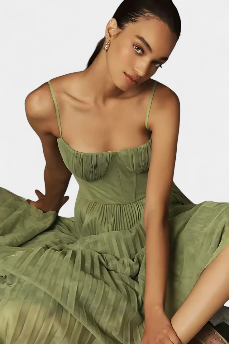 Ottilie Vestido Midi de Tul Plisado