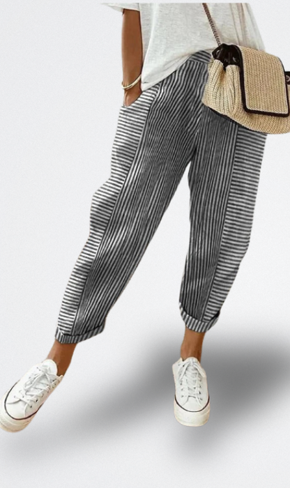 Lore | Pantalones Ligeros de Lino a Rayas