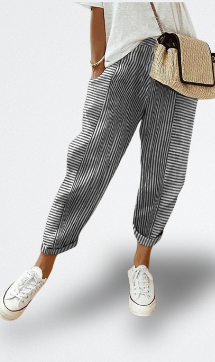 Lore | Pantalones Ligeros de Lino a Rayas