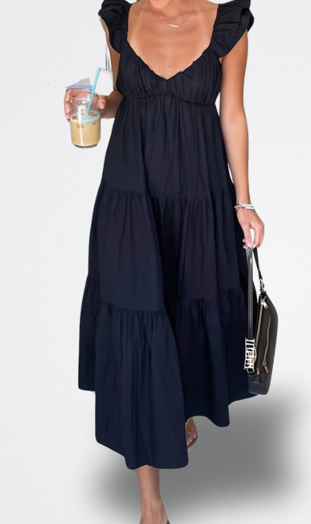 Noa Vestido Midi con Mangas con Volantes