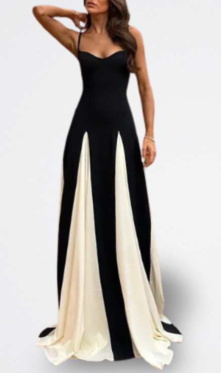 Miranda |  Vestido Fluido en Blanco y Negro