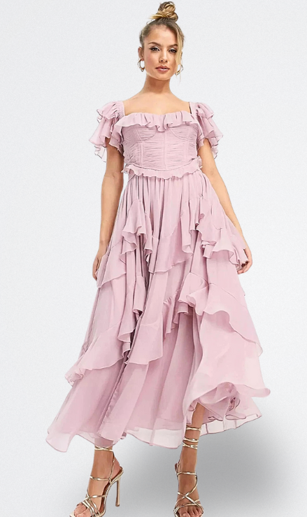 Lilou Vestido de Gasa con Volantes
