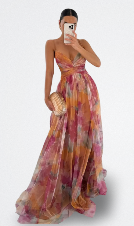 Giselle Vestido Largo Encantador con Estampado Floral