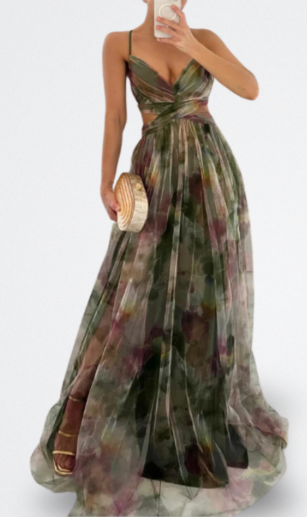 Giselle Vestido Largo Encantador con Estampado Floral