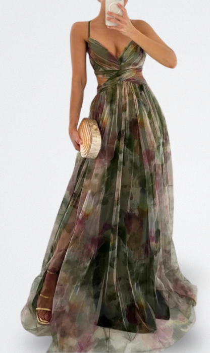 Giselle Vestido Largo Encantador con Estampado Floral