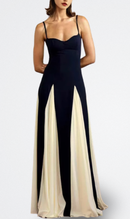 Miranda |  Vestido Fluido en Blanco y Negro
