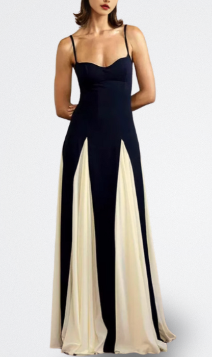 Miranda |  Vestido Fluido en Blanco y Negro