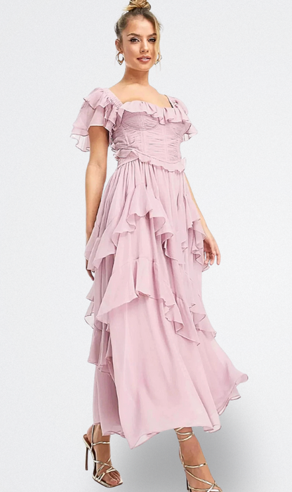 Lilou Vestido de Gasa con Volantes