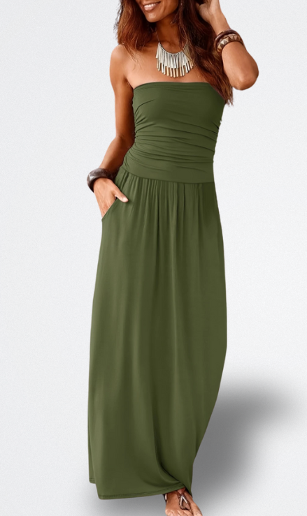 Mara Vestido Midi Sin Tirantes