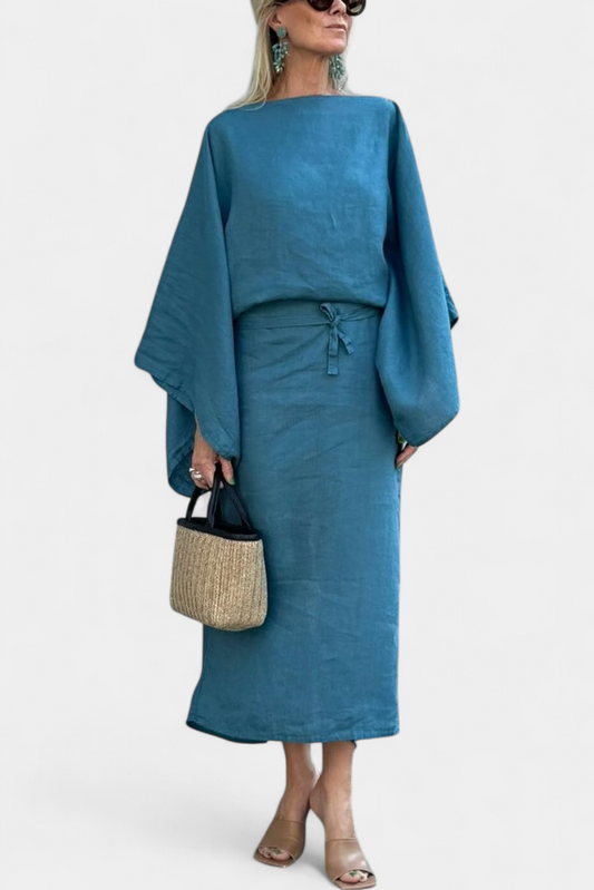 Kamilia Vestido Kimono de Lino Carmesí