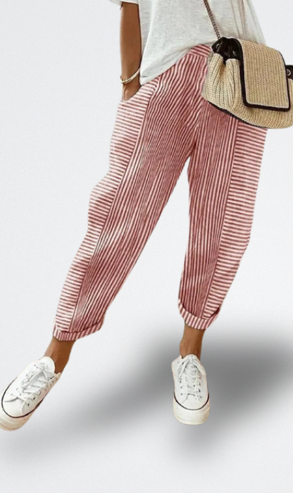 Lore | Pantalones Ligeros de Lino a Rayas