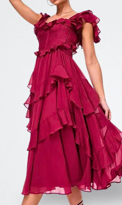 Lilou Vestido de Gasa con Volantes