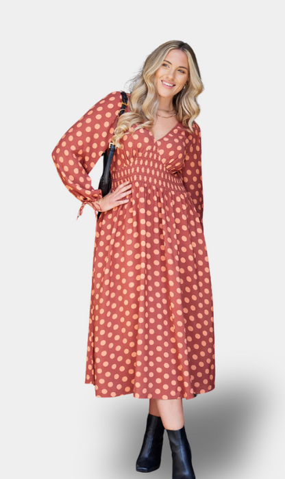 Maddie - Vestido de Cuello en V - Floral Azul