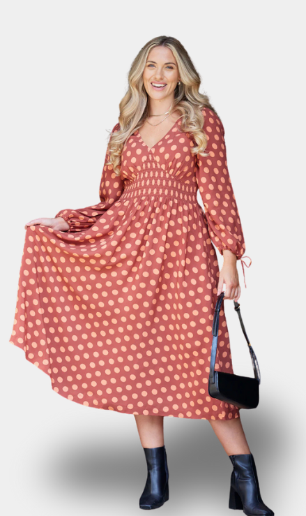 Maddie - Vestido de Cuello en V - Floral Azul