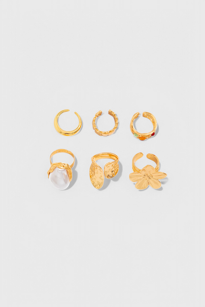 Anillo Abierto en Forma de Flor Líquida de Perla