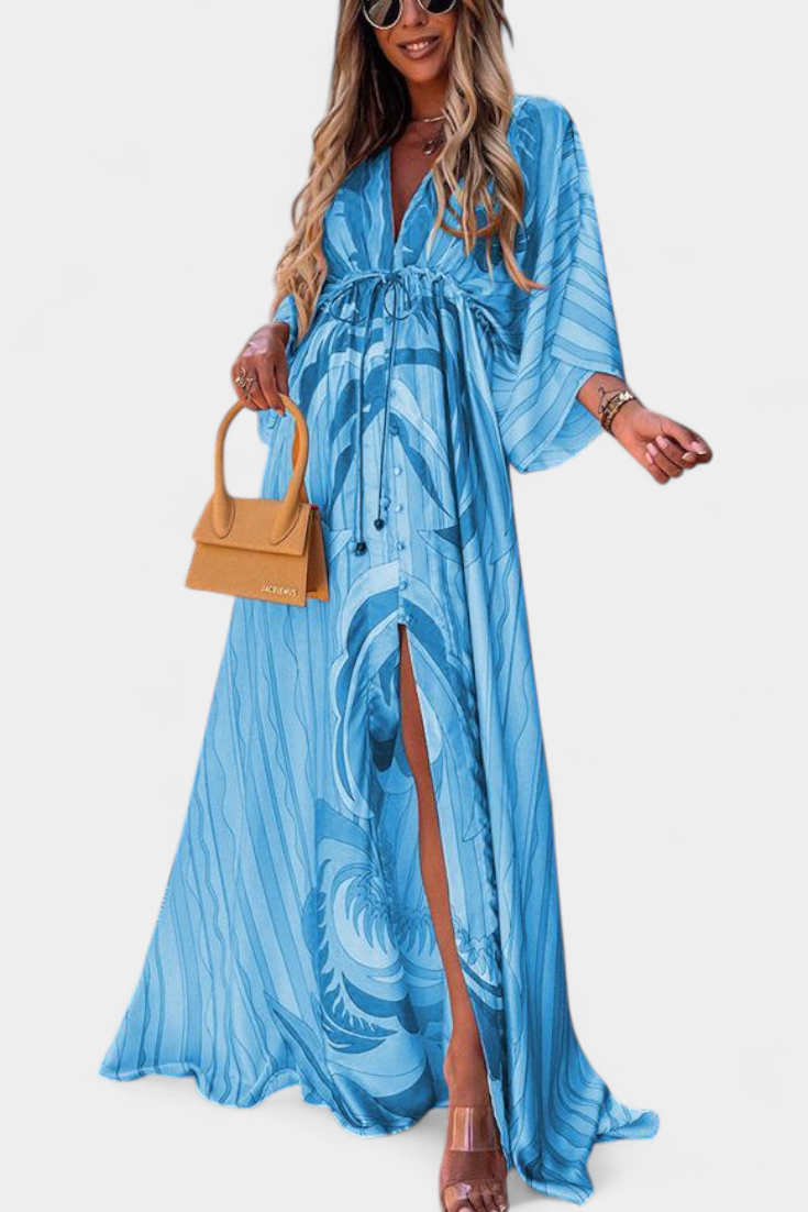 Joelle Vestido Suave Arcoíris con Manga Murciélago