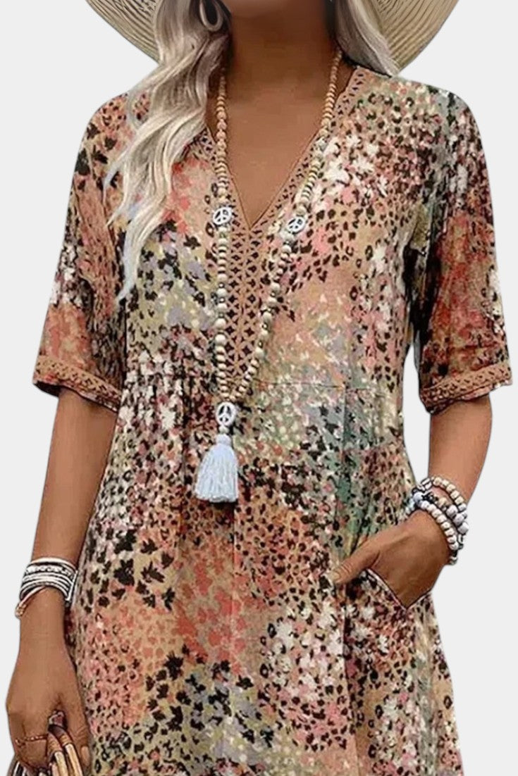 Perla Vestido Midi Boho con Estampado Floral