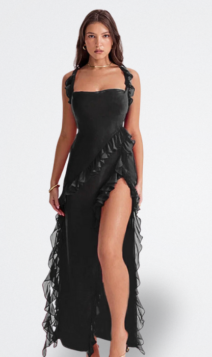 Brisa | Vestido Burdeos con Volantes