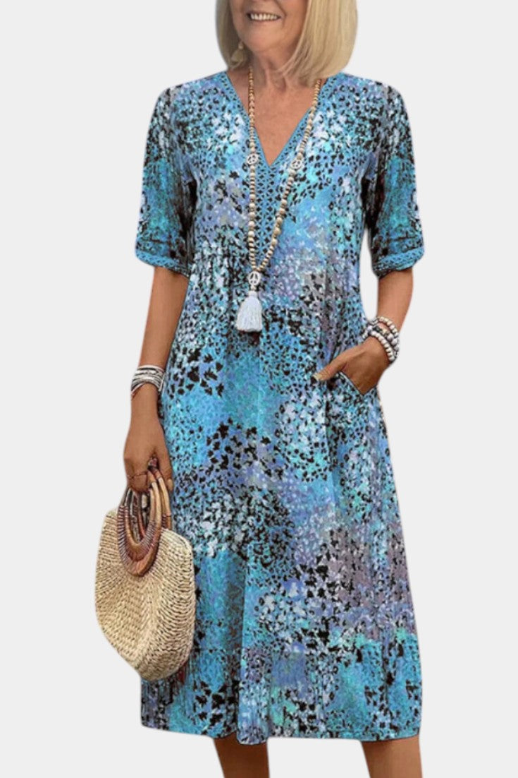 Perla Vestido Midi Boho con Estampado Floral