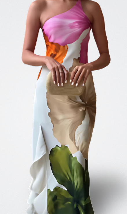 Lucía Vestido Largo Flores Acuarela