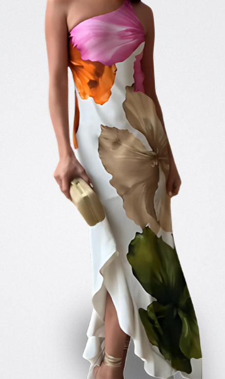 Lucía Vestido Largo Flores Acuarela