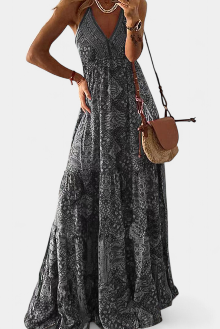 Saira Vestido Vintage con Estampado Floral y Cintura Alta