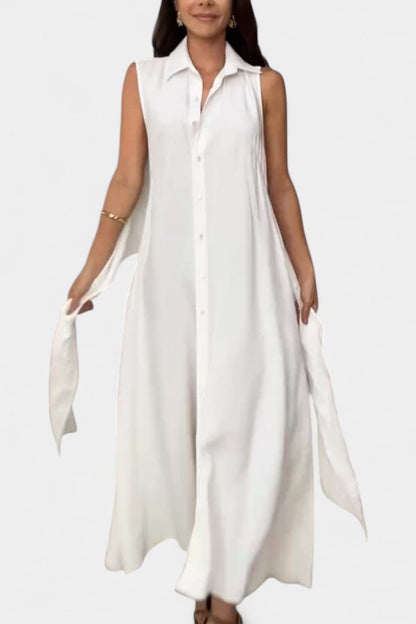 Meryl Vestido Midi de Estilo Camisa con Botones