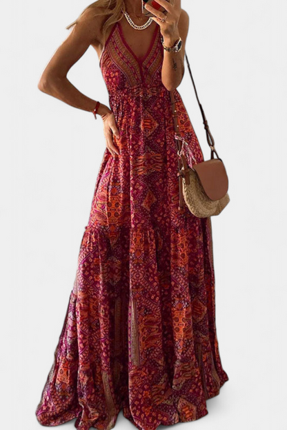 Saira Vestido Vintage con Estampado Floral y Cintura Alta