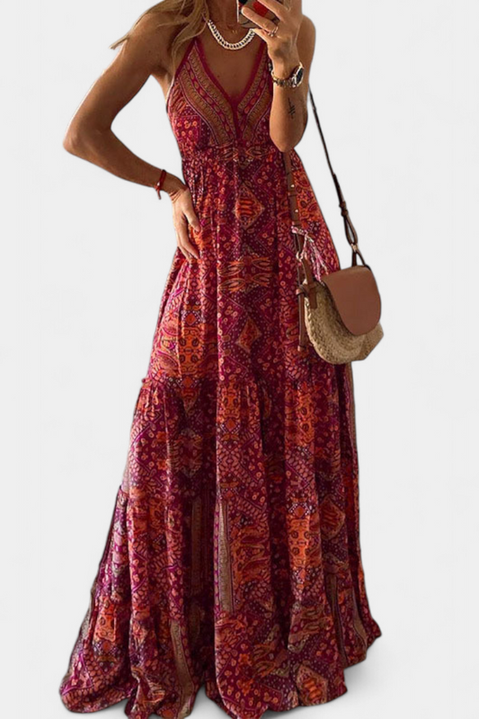Saira Vestido Vintage con Estampado Floral y Cintura Alta