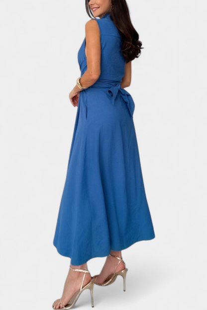 Meryl Vestido Midi de Estilo Camisa con Botones