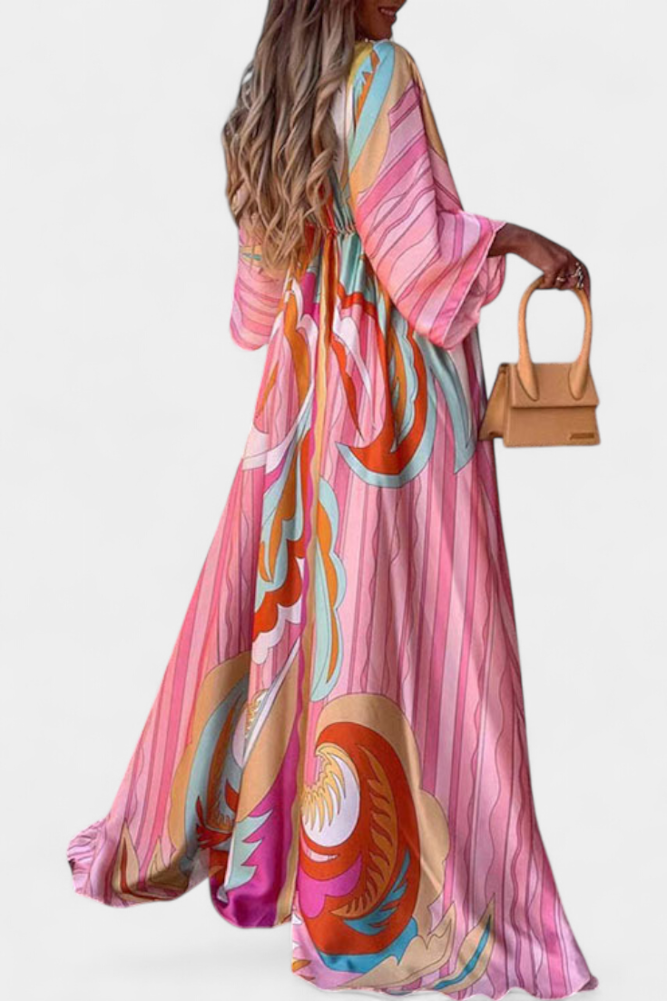 Joelle Vestido Suave Arcoíris con Manga Murciélago