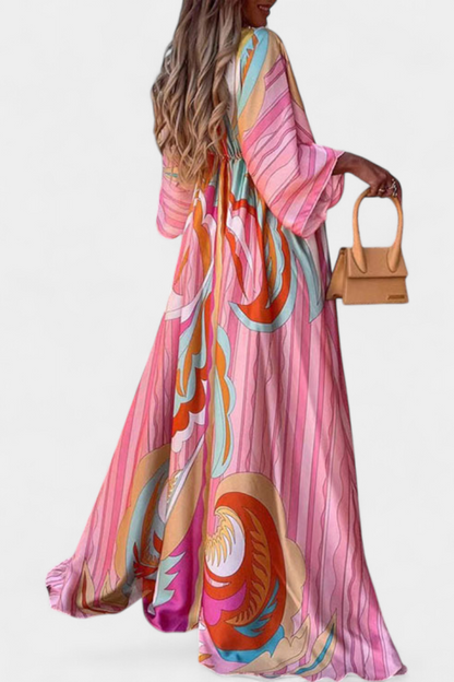 Joelle Vestido Suave Arcoíris con Manga Murciélago