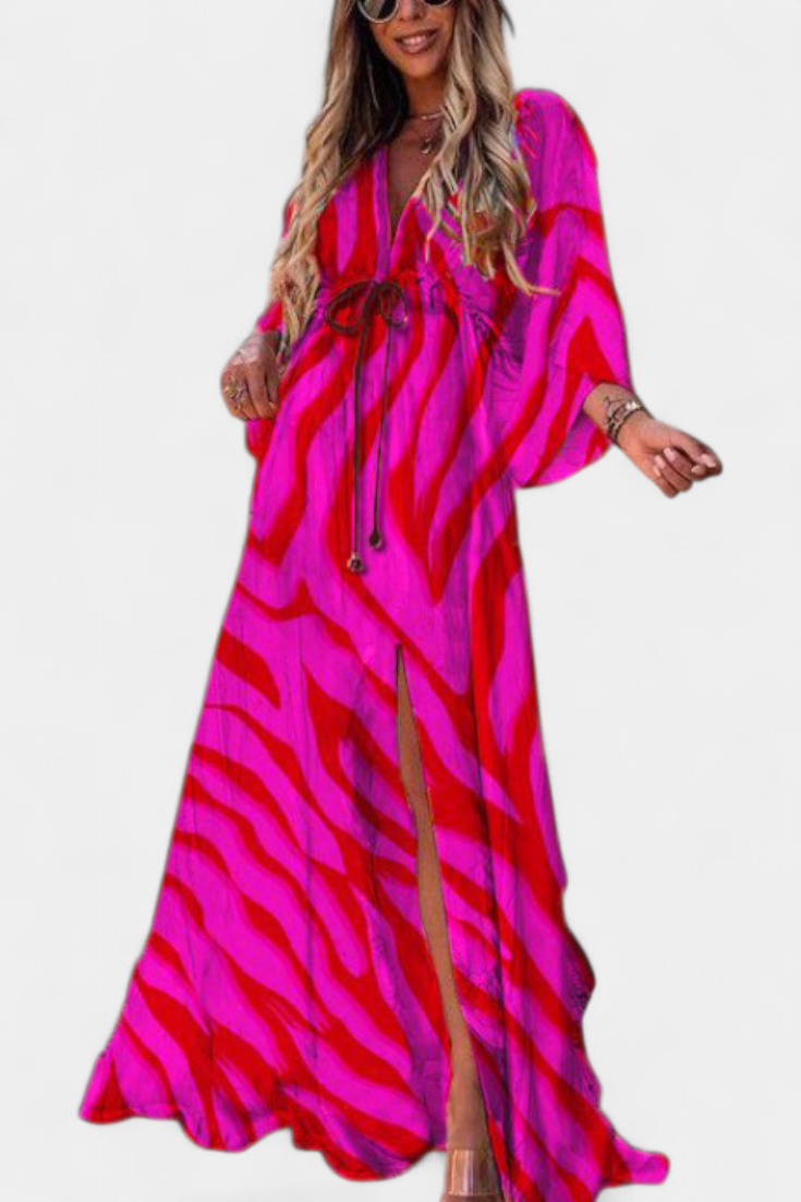Joelle Vestido Suave Arcoíris con Manga Murciélago