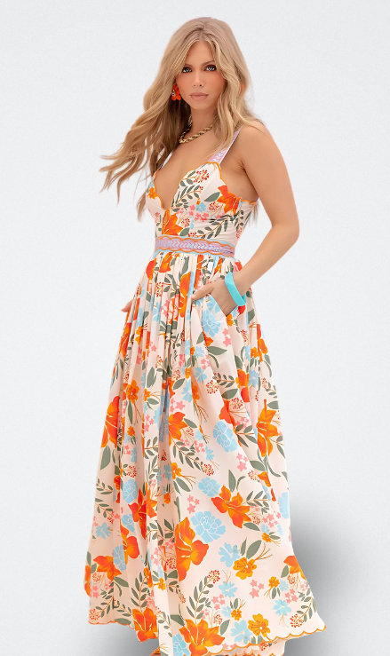 Claudia Vestido Largo Veraniego con Flores