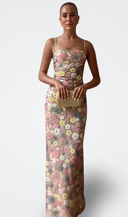 Diana Vestido Largo de Flores Vintage