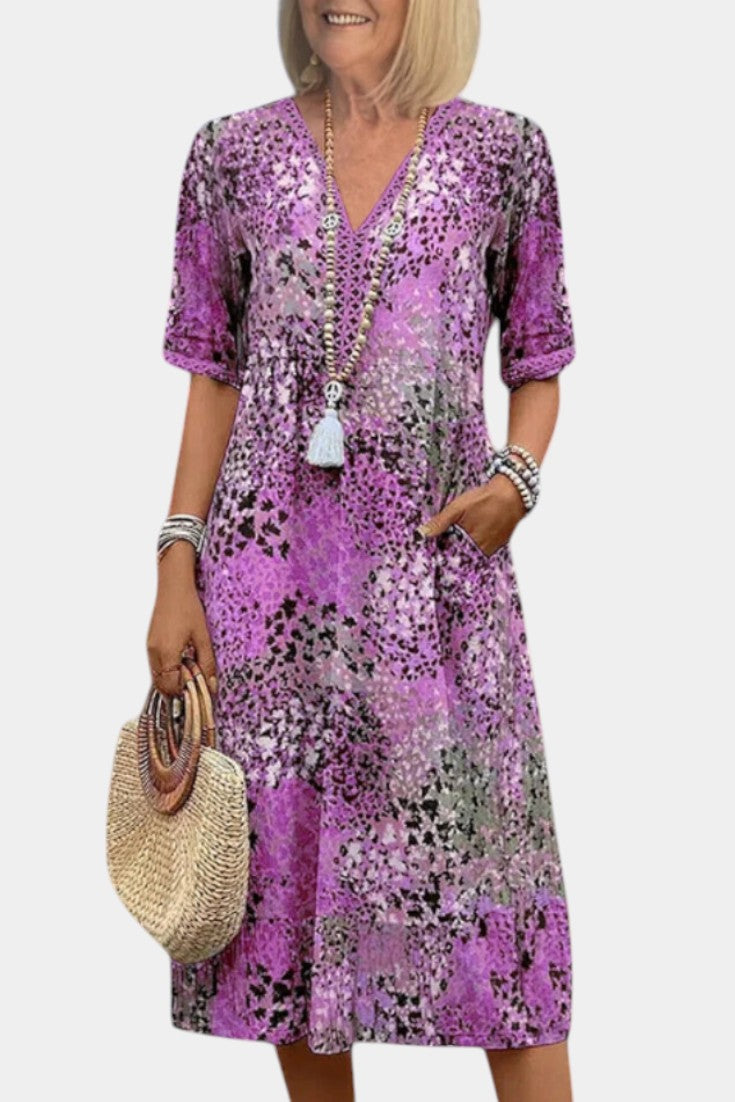 Perla Vestido Midi Boho con Estampado Floral